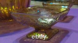 Indiana Glass Punch Bowl Carnival Iridescent Amber Gold Harvest Grape 12 cups