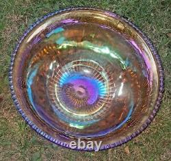 Indiana Glass Punch Bowl Carnival Iridescent Amber Gold Harvest Grape 18 cups