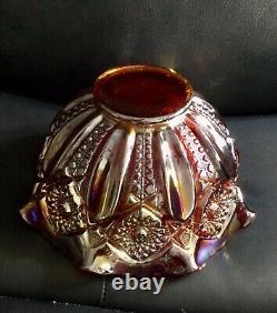 Indiana Glass Punch Bowl withStand Heirloom Sunset Red Amberina Carnival Glass