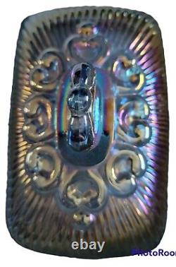 Indiana Iridescent Blue Windsor Carnival Glass Lidded Pedestal Candy Dish