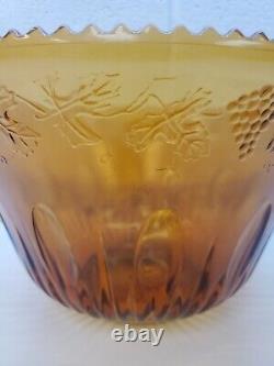 Indiana Iridescent Glass Gold Carnival Princess Grape And Leaf Punch Bowl. (SC)