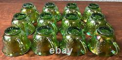 Indiana Princess Lime Green Carnival Glass 26 pc Punch Set Bowl Cups Hooks Ladle