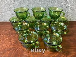 Indiana Princess Lime Green Carnival Glass 26 pc Set Bowl Cups Hooks Ladle BOXED