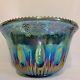 Iridescent Blue Carnival Glass Indiana Grape Harvest Punch Bowl Only