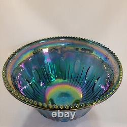 Iridescent Blue Carnival Glass Indiana Grape Harvest Punch Bowl Only