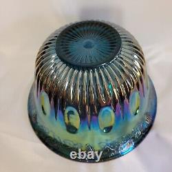 Iridescent Blue Carnival Glass Indiana Grape Harvest Punch Bowl Only