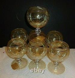 Iridescent Gold set of 7 Gold Egyptian Cognac glasses