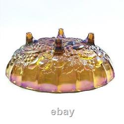 Iridescent Harvest Gold Carnival Glass Footed Oval Bowl by Indiana Glass 1972