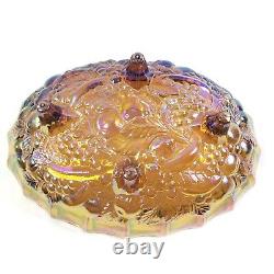 Iridescent Harvest Gold Carnival Glass Footed Oval Bowl by Indiana Glass 1972