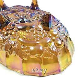 Iridescent Harvest Gold Carnival Glass Footed Oval Bowl by Indiana Glass 1972