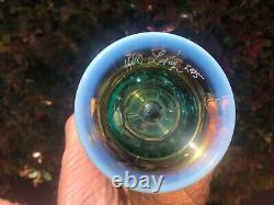 Jefferson glass BUTTERSCOTCH PITCHER 6 TUMBLERS carnival SIGNED LEVAY fenton
