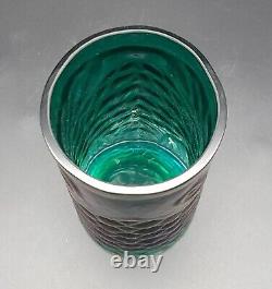 John Cook Teal Rainbow Koi Fish Glass Cup Signed Iridescent Carnival Glass 2013