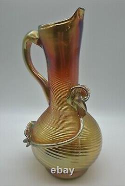 Kaunas Glass / Pitcher vase carnival iridescent / European Glass