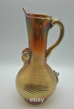 Kaunas Glass / Pitcher vase carnival iridescent / European Glass