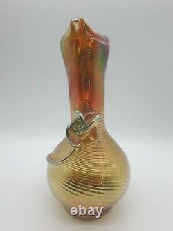 Kaunas Glass / Pitcher vase carnival iridescent / European Glass