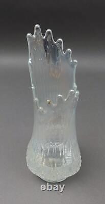 L. E. Smith Clear Iridescent Carnival Glass Swung Vase 13 1/4