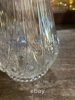 L. E. Smith Clear Iridescent Carnival Glass Swung Vase 19 Excellent