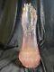 L E Smith Iridescent Carnival Glass Swung Vase Pink Barbiecore 13.5