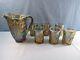 L. E. Smith Smoke Opalescent Carnival Glass Valtec Water Set Pitcher 6 Tumblers