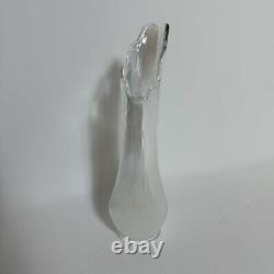 LE Smith Clear Iridescent Swung Vase Ribbed MCM Mid Century Modern Glass 12