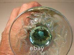 LEVAY #1 of 25 Aqua Opalescent Inverted Strawberry Carnival Glass Goblet 1981