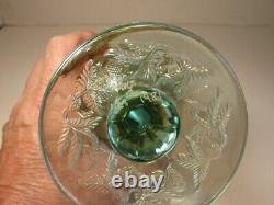 LEVAY #1 of 25 Aqua Opalescent Inverted Strawberry Carnival Glass Goblet 1981