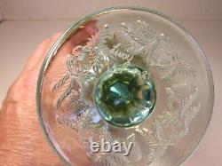 LEVAY #1 of 25 Aqua Opalescent Inverted Strawberry Carnival Glass Goblet 1981