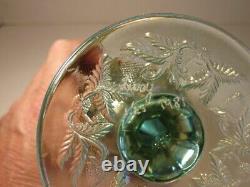 LEVAY #1 of 25 Aqua Opalescent Inverted Strawberry Carnival Glass Goblet 1981