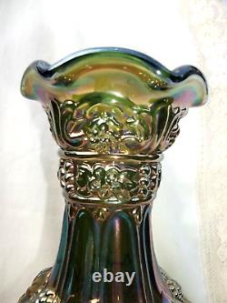 LOGANBERRY CARNIVAL GLASS VASE ELECTRIC TEAL /GREEN by IMPERIAL GLASS