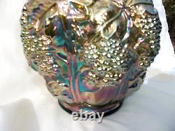 LOGANBERRY CARNIVAL GLASS VASE ELECTRIC TEAL /GREEN by IMPERIAL GLASS