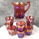 Levay Westmoreland Childs Water Set Red Carnival Glass Mini Pitcher Tumblers