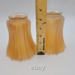 Lot of 2 Vintage Iridescent Carnival Glass Fluted Lamp Shades