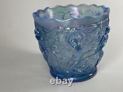 MCM Don Fenton Mermaid Vase Ice Bucket Bowl Iridescent Misty Blue Signed Glass
