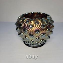 MILLERSBURG AMETHYST CARNIVAL GLASS ROSEBOWL HOBNAIL SWIRL IRIDESCENT c 1910