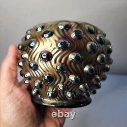 MILLERSBURG AMETHYST CARNIVAL GLASS ROSEBOWL HOBNAIL SWIRL IRIDESCENT c 1910