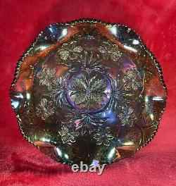 MILLERSBURG CARNIVAL GLASS PRIMROSE GREEN Ruffled, Fine Cut Hearts Back. BEAUTY