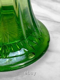 Mid-Century Green Iridescent Carnival Art Glass Swung Vase