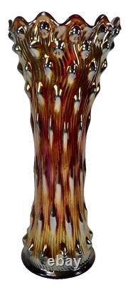 Millersburg Swirled Hobnail Vase Amethyst Carnival Glass Very Iridescent