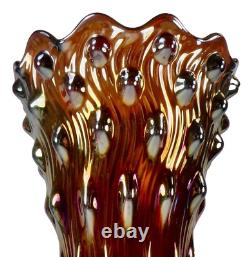 Millersburg Swirled Hobnail Vase Amethyst Carnival Glass Very Iridescent