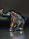 Mosser Black Iridescent Glass Elephant UV Reactive Glow Carnival Style