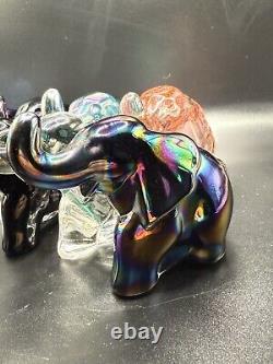 Mosser Black Iridescent Glass Elephant UV Reactive Glow Carnival Style