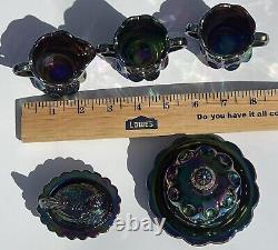 NEW Miniature Childs Cherry Cable Carnival Iridescent Glass Set Of 7