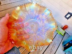 NORTHWOOD STIPPLED PASTEL MARIGOLD 9 RUFFLED GOOD LUCK RUFFLED BOWL withTHIN BASE