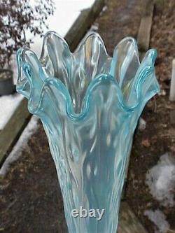 Northwood 10¾H, Standard 3 Base Ice Blue TREE TRUNK Carnival Class Vase