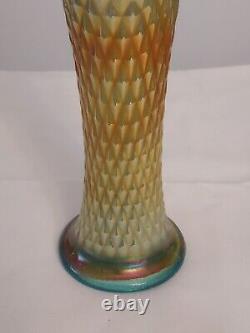 Northwood AQUA OPALESCENT Carnival DIAMOND POINT Art Glass Opal 10 SWUNG VASE