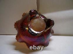 Northwood, Amethyst, Grape & Cable, Spatula Footed Carnival Glass 8 Ruffled Bowl