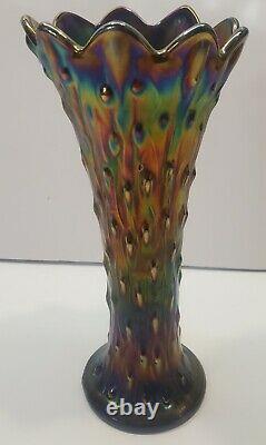 Northwood Antique Amethyst Carnival Glass Tree Trunk Vase W Maker's Mark On Base