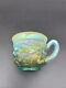 Northwood Aqua Opal Acorn Burrs Carnival Glass Punch Cup