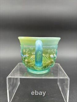 Northwood Aqua Opal Acorn Burrs Carnival Glass Punch Cup