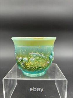 Northwood Aqua Opal Acorn Burrs Carnival Glass Punch Cup